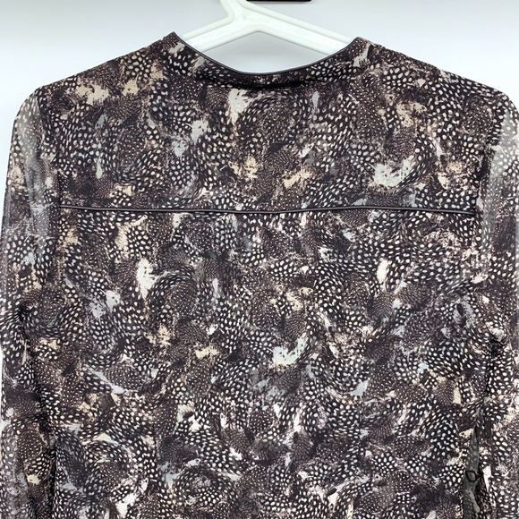 Ann Taylor Brown Feather Long Sleeve Shirt Dress - Picture 6 of 8